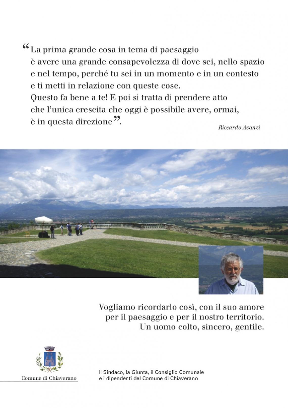 CHIAVERANO. Nel ricordo di Riccardo Avanzi