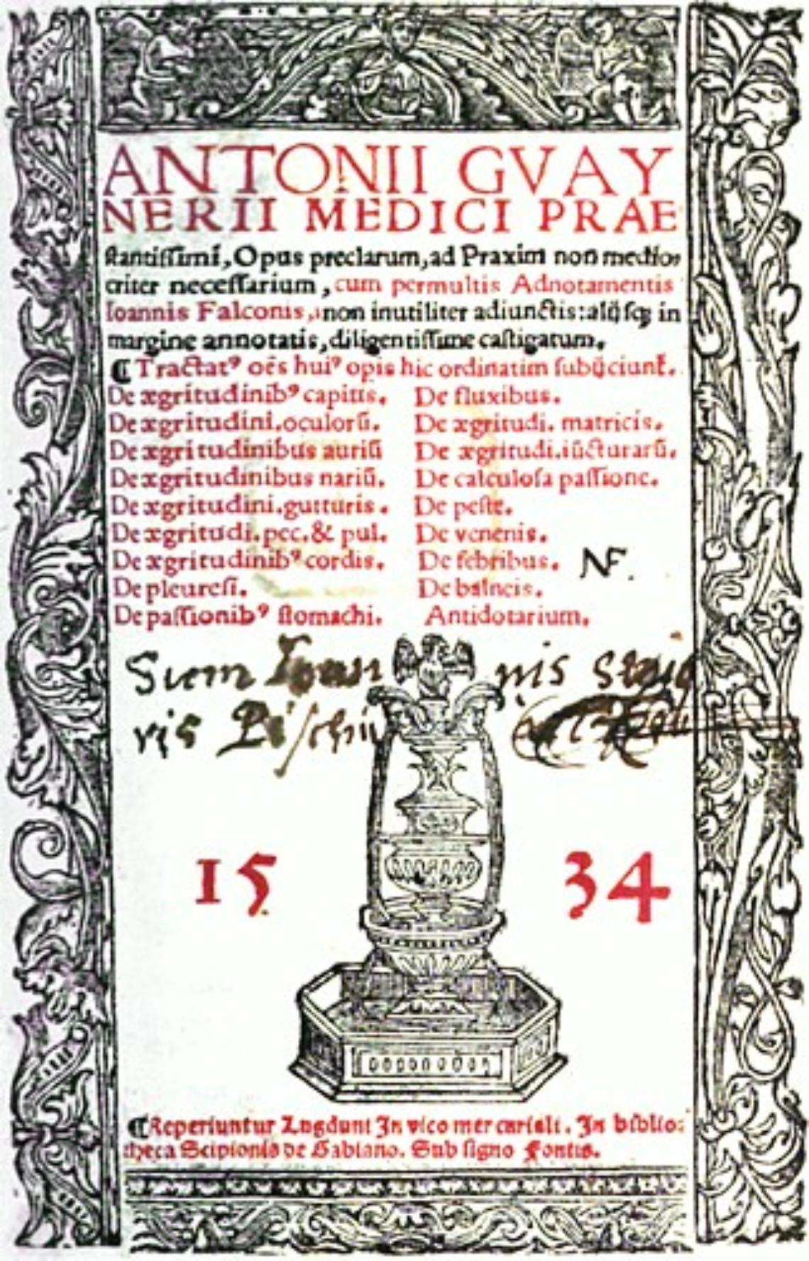 ANTONIO GUAINERIO, MEDICO-DIETISTA DEL1400