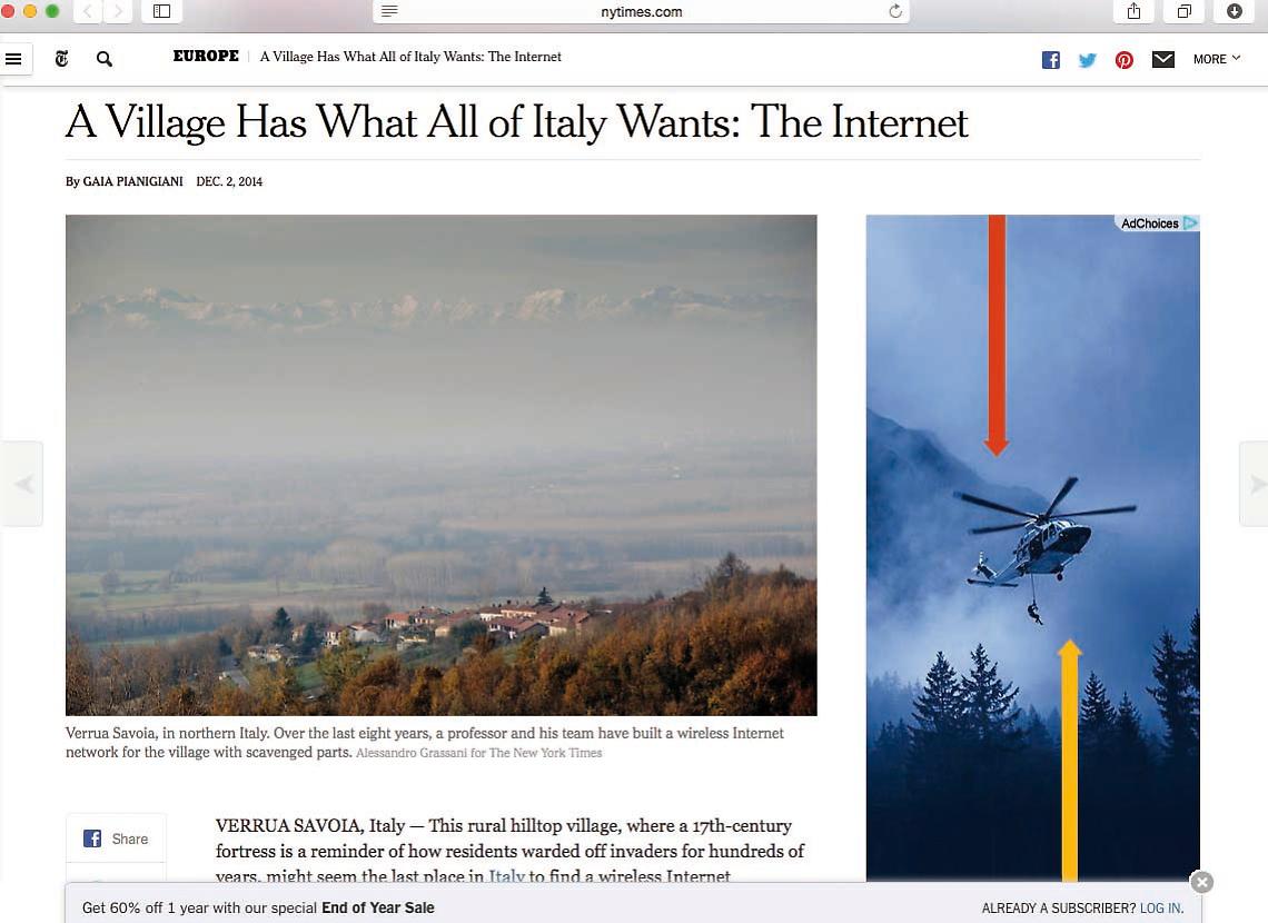 VERRUA SAVOIA. Il modello Trinchero finisce sul New York Times