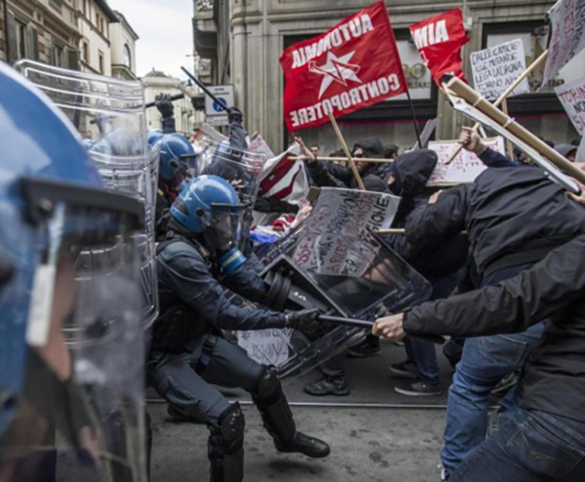 TORINO. Scontri anti-lega. Salvino: clima indegno. Un arresto e 5 denunce