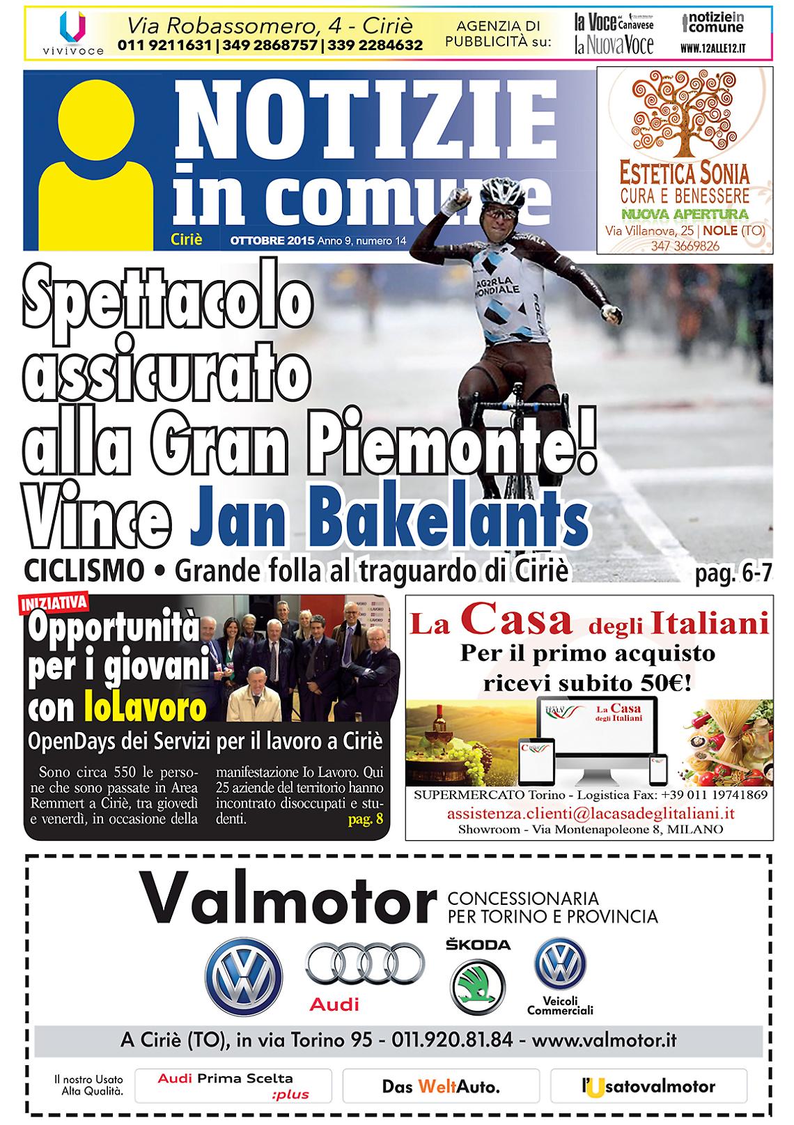 NOTIZIE IN COMUNE. Prima pagina Ciriè