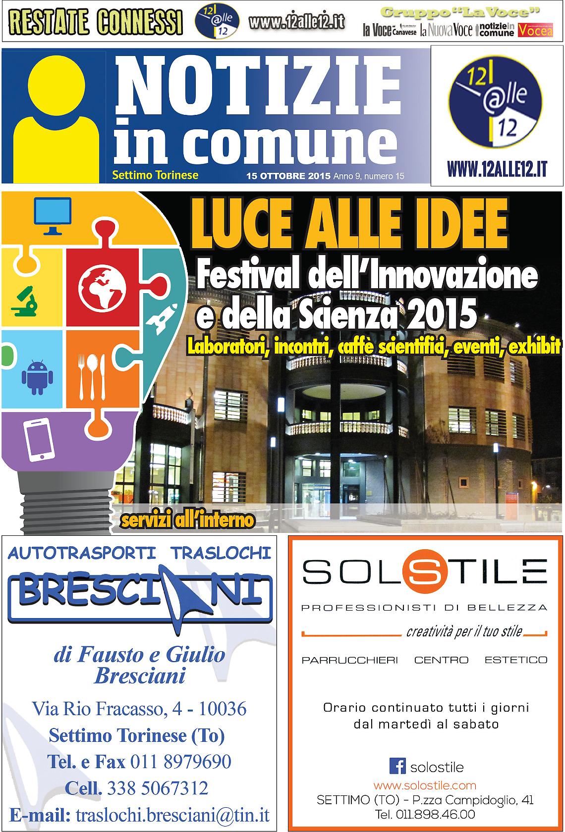 PRIMA PAGINA. Notizie in Comune Settimo