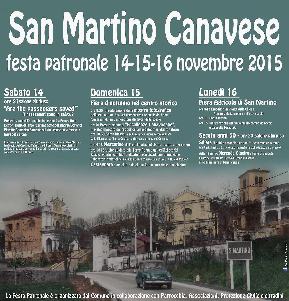 SAN MARTINO. Al via la patronale: dal docufilm sull'Andrea Doria alla Fiera autunnale