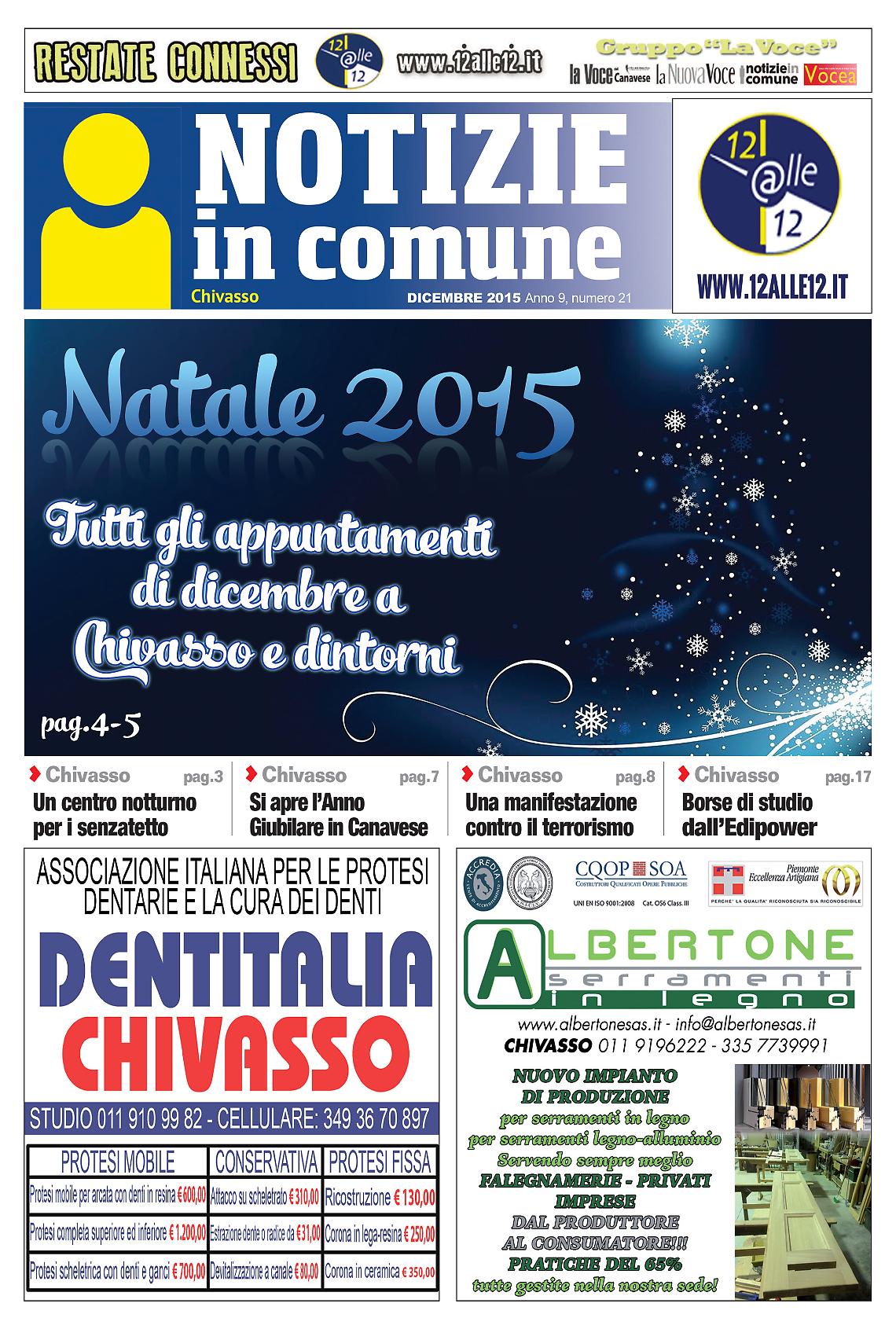 CHIVASSO. Prima pagina di Notizie in Comune