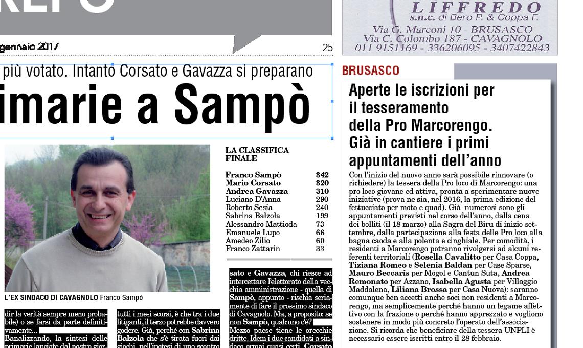 CAVAGNOLO. Elezioni: c'è chi fa il tifo per il ritorno di Franco Sampò