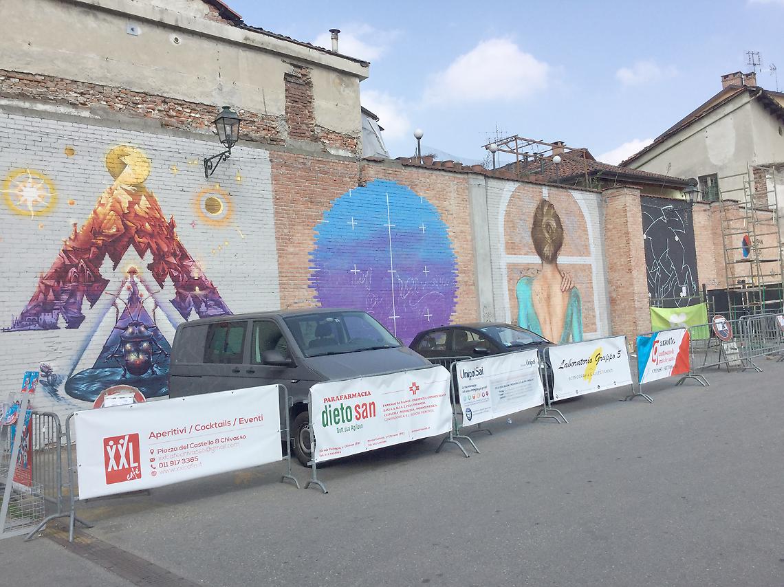 CHIVASSO. Murales un po' ovunque: il segno di Ciuffreda sulla città