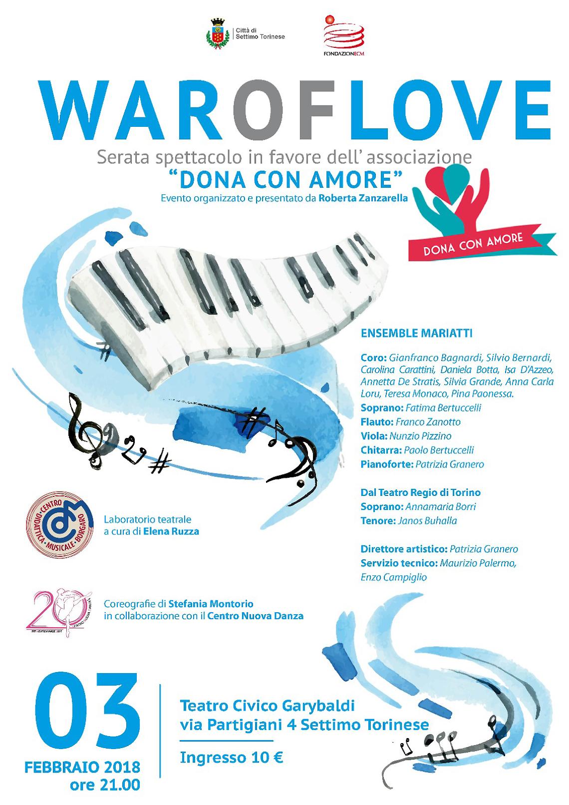 SETTIMO T.SE: Stasera, sabato 3 febbraio, "Dona con Amore" al Garybaldi
