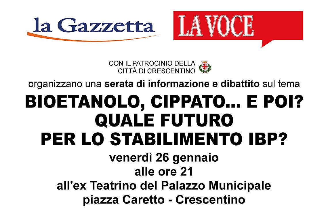 CRESCENTINO. Venerdì 26 gennaio si parlerà della IBP