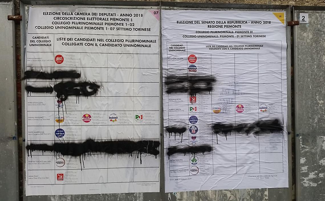 MONTANARO. Elezioni: Lega, scritte ingiuriose su manifesti