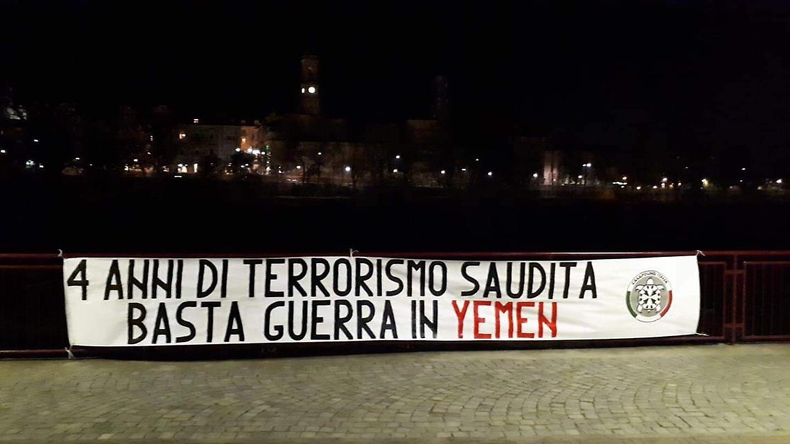 TORINO. Striscioni di CasaPound per lo Yemen a Torino, Ivrea, Venaria, Settimo Torinese e Piossasco.