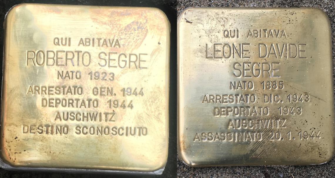 SAN MAURO. Posizionate le due pietre di inciampo in memoria di Lelio e Mario Segre