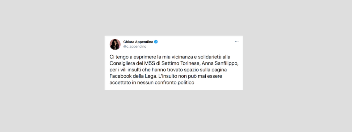 SETTIMO. Appendino: "Insulti sulla pagina Fb della Lega, solidarietà alla consigliera Sanfilippo"