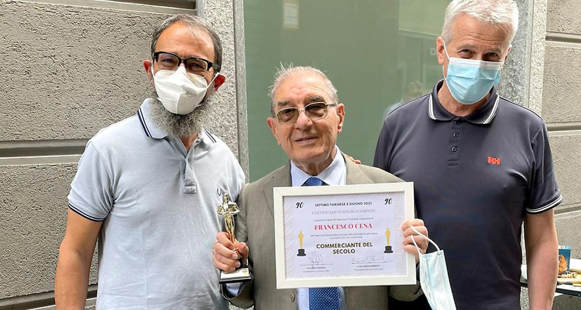 SETTIMO TORINESE. Francesco Cena compie 90 anni: è il “Commerciante del secolo”