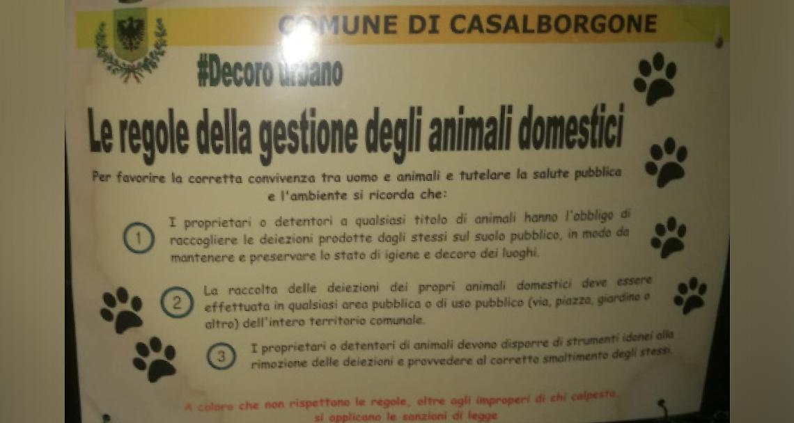 CASALBORGONE. Cani e decoro urbano, gli improperi sono indecorosi