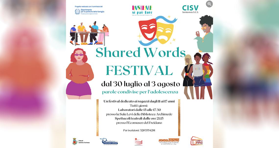 SETTIMO TORINESE. Shared Words Festival, evento dedicato all’età adolescenziale