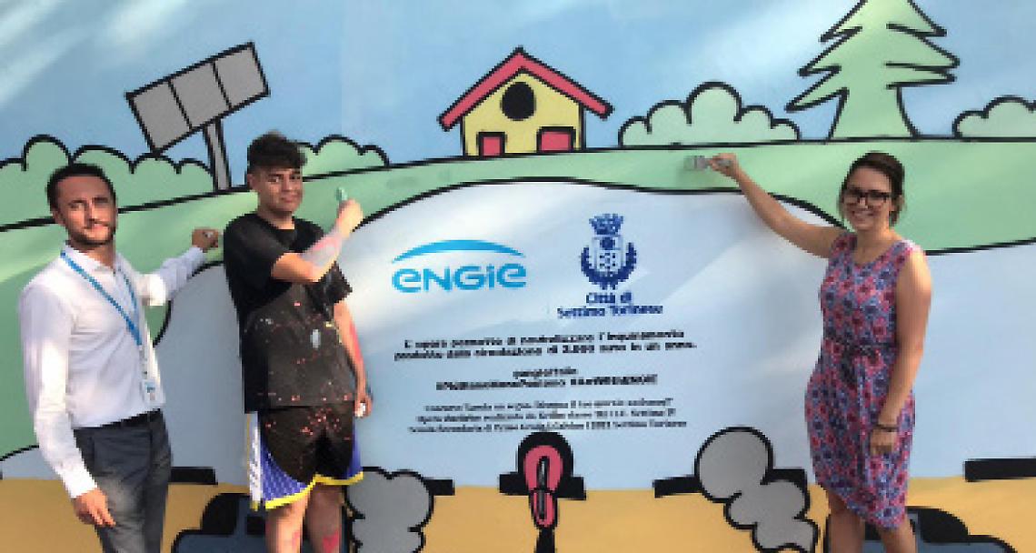 SETTIMO TORINESE. Il murale “antismog” alla scuola Andersen per ripulire l’aria e valorizzare le periferie