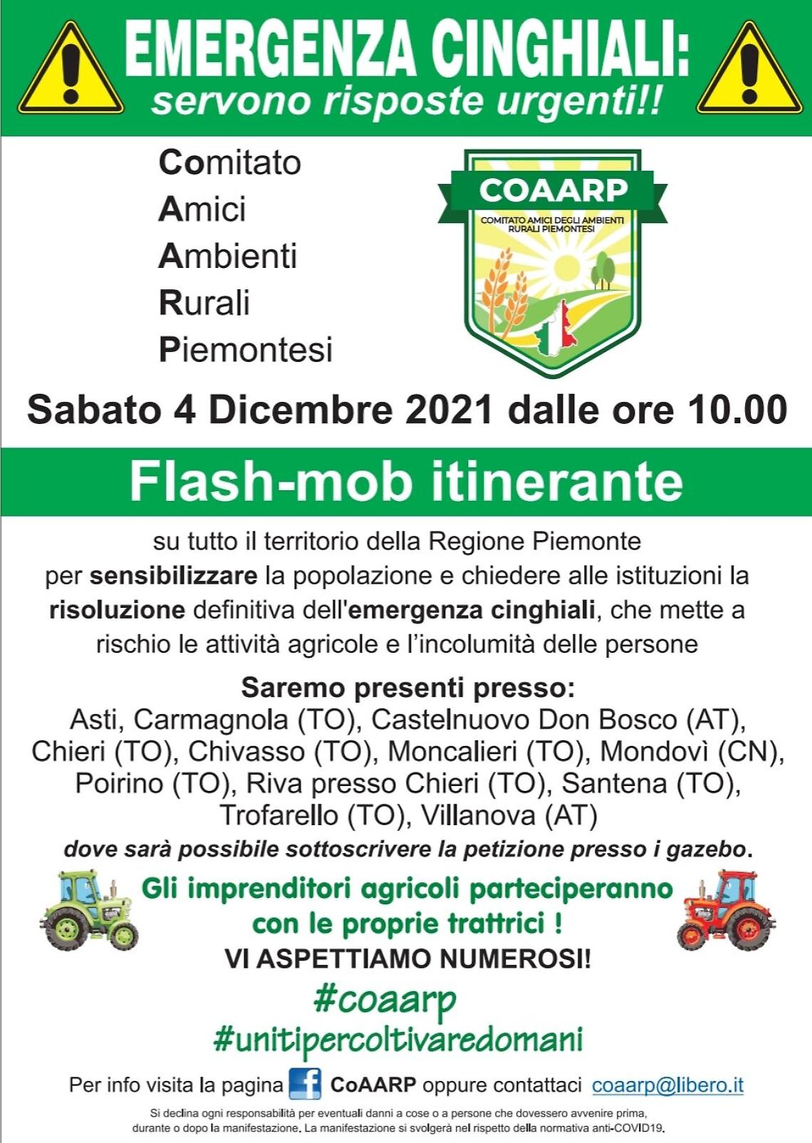 CHIVASSO-MONTEU DA PO. Sabato alle 10 flash mob contro il proliferare dei cinghiali