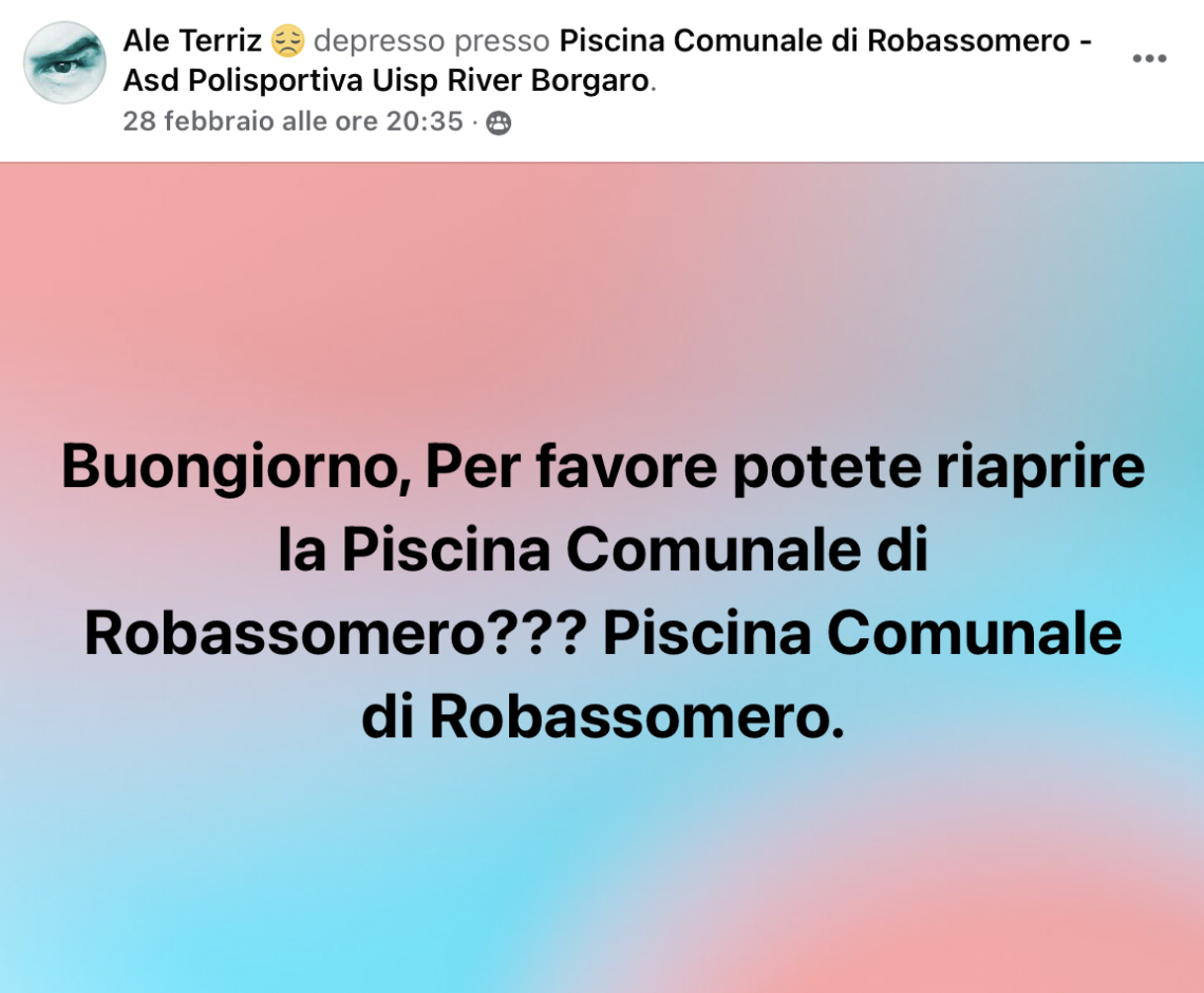 ROBASSOMERO. Piscina: "River pessima, perciò abbiamo messo i legali"