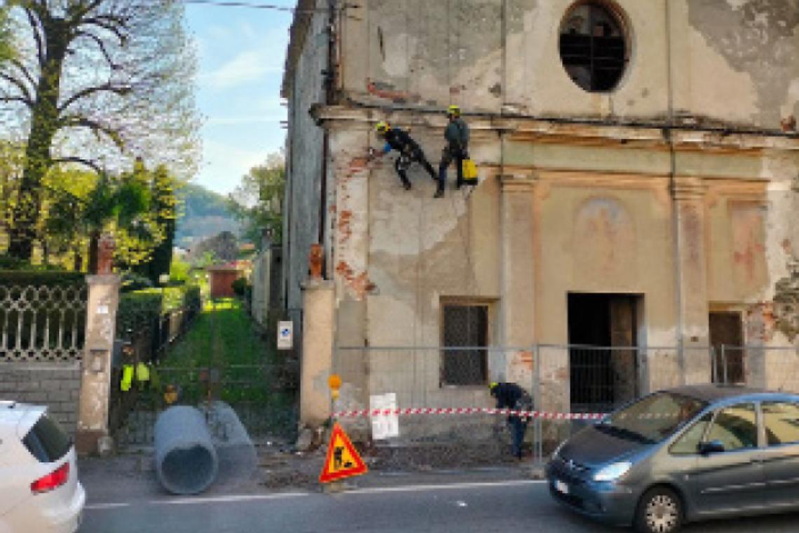 MONTALTO DORA. L’Amministrazione comunale ha messo in  sicurezza la facciata della Chiesa di Santa Marta