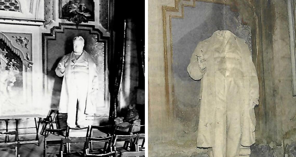 TRINO VERCELLESE. La statua decapitata di Cavour trasferita a Santena