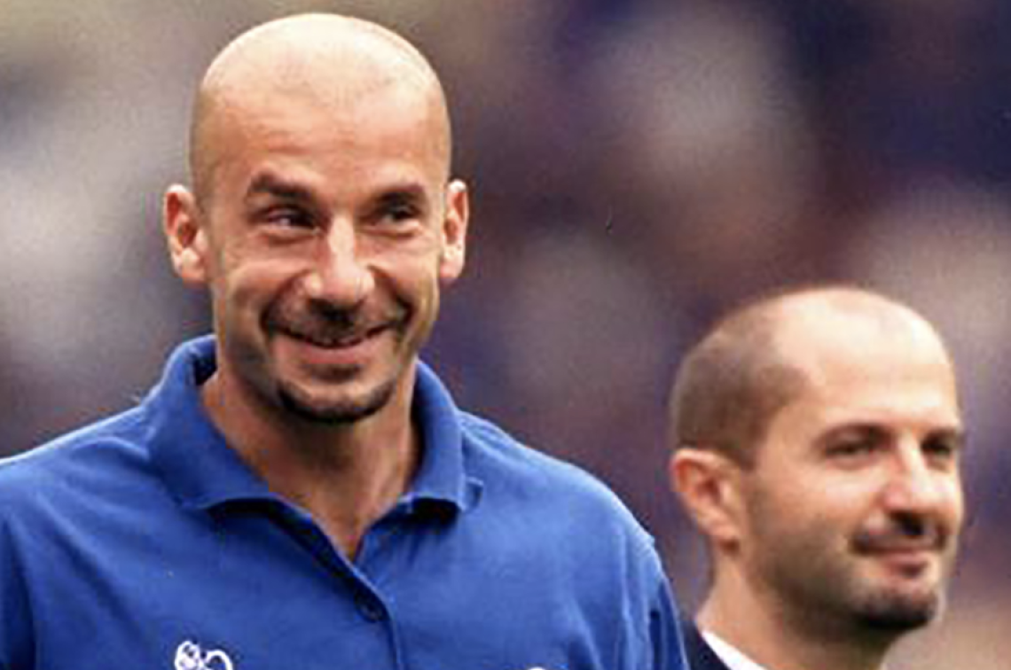Gianluca Vialli con Antonio Pintus al Chelsea