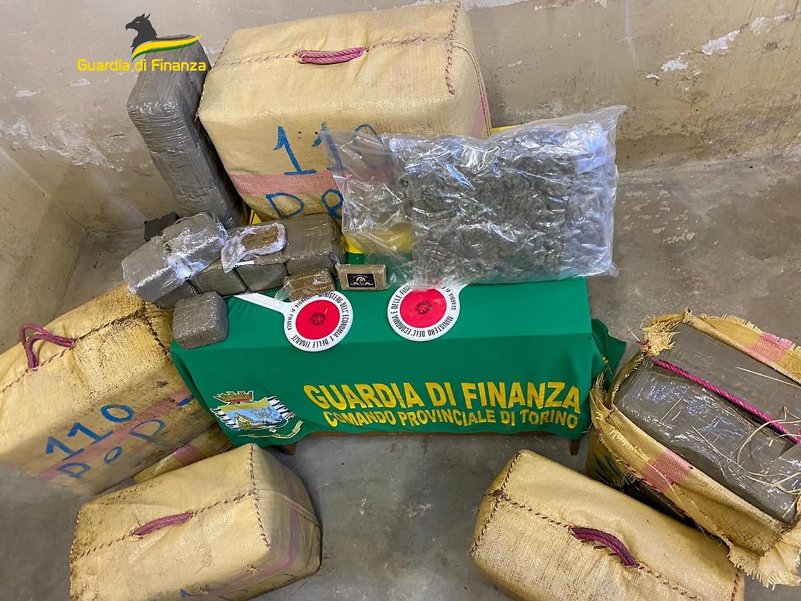 Traffico di droga internazionale: in un garage del Canavese scoperti 223 chili di hashish