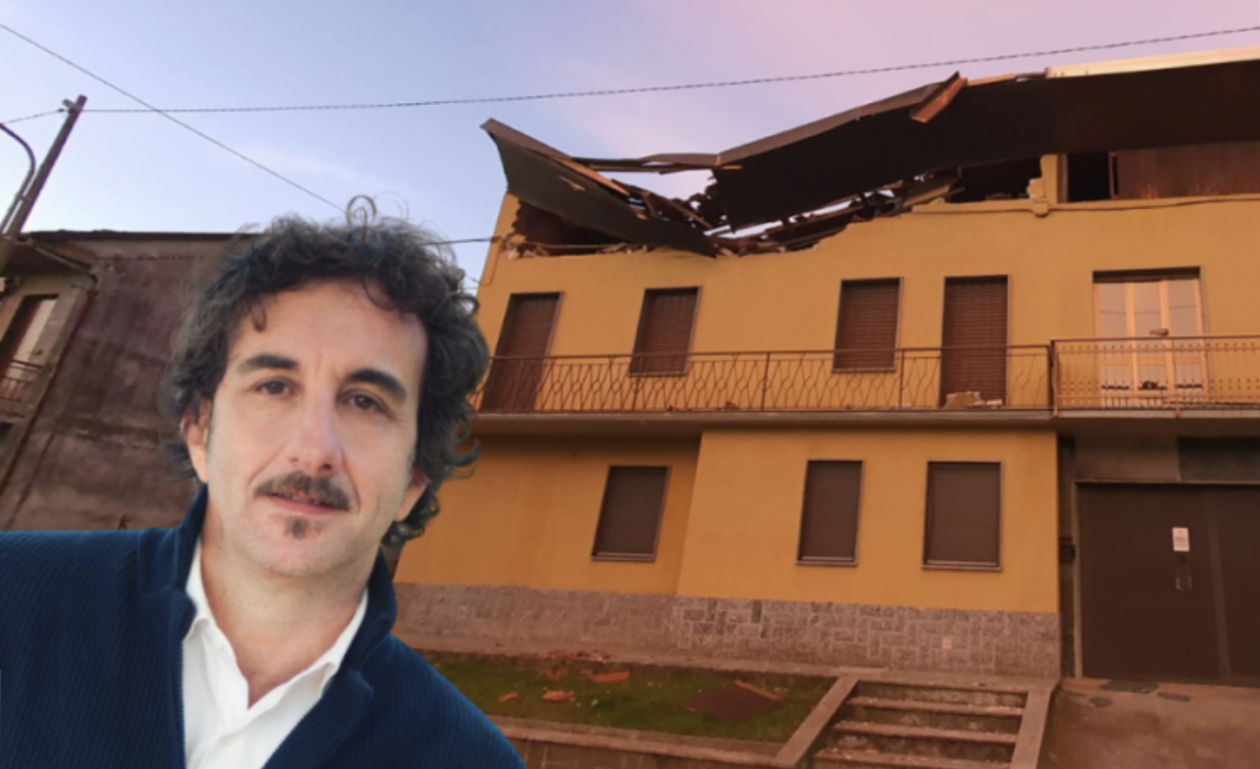 I danni a Fiano sono stati devastanti. A sinistra il sindaco del paese Luca Casale