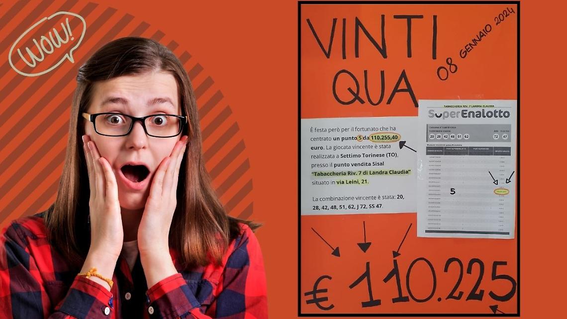 Sbanca il Superenalotto a Settimo Torinese: gioca pochi soldi e vince 110 mila euro 