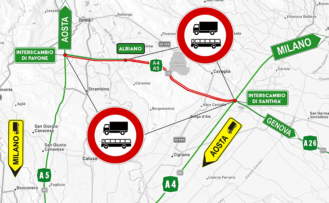 Divieto transito Tir sul raccordo tra Pavone e Albiano e chissenefrega dei piccoli comuni
