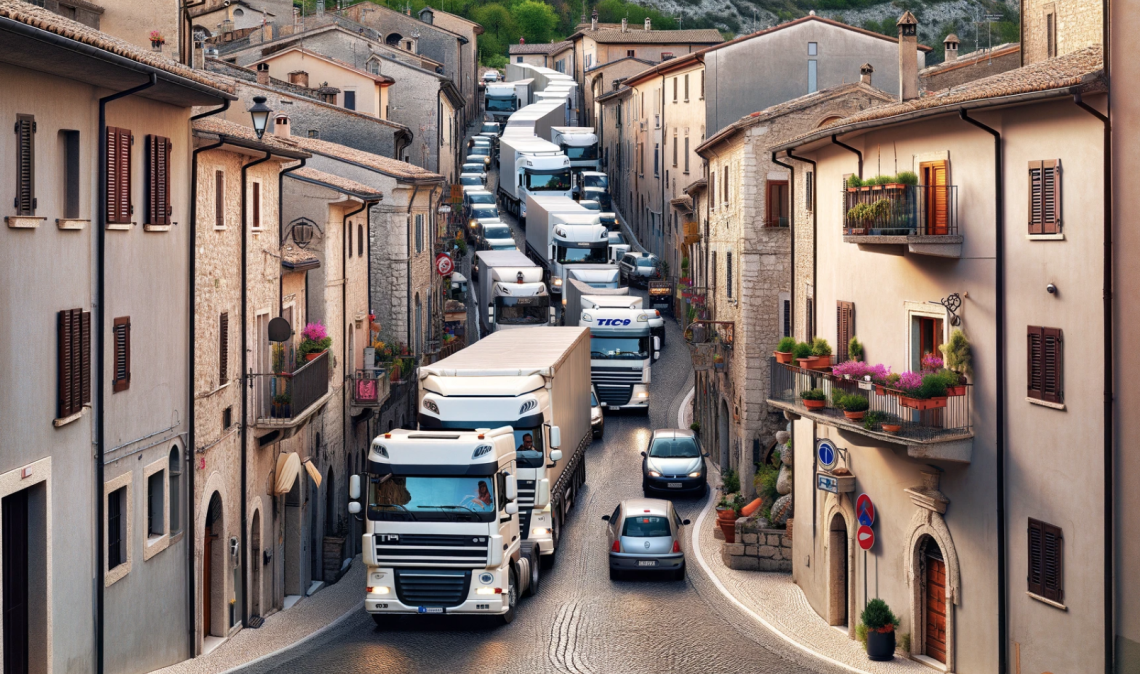 traffico di tir tra le strade del Canavese