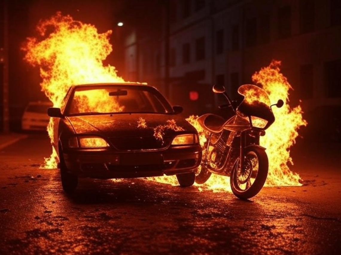 Incendio a Pianezza: Auto e Moto in Fiamme nel Cuore della Notte