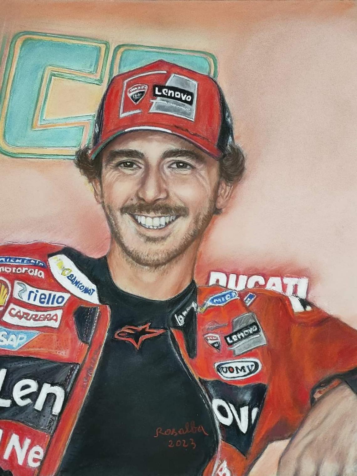 Francesco Pecco Bagnaia ritratto da Rosalba Anfuso
