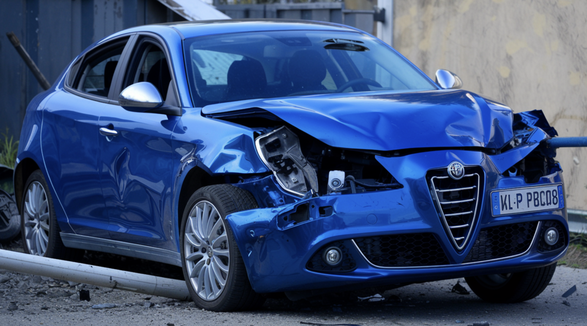Incidente a Valperga: Auto abbatte un palo e si schianta contro un muro
