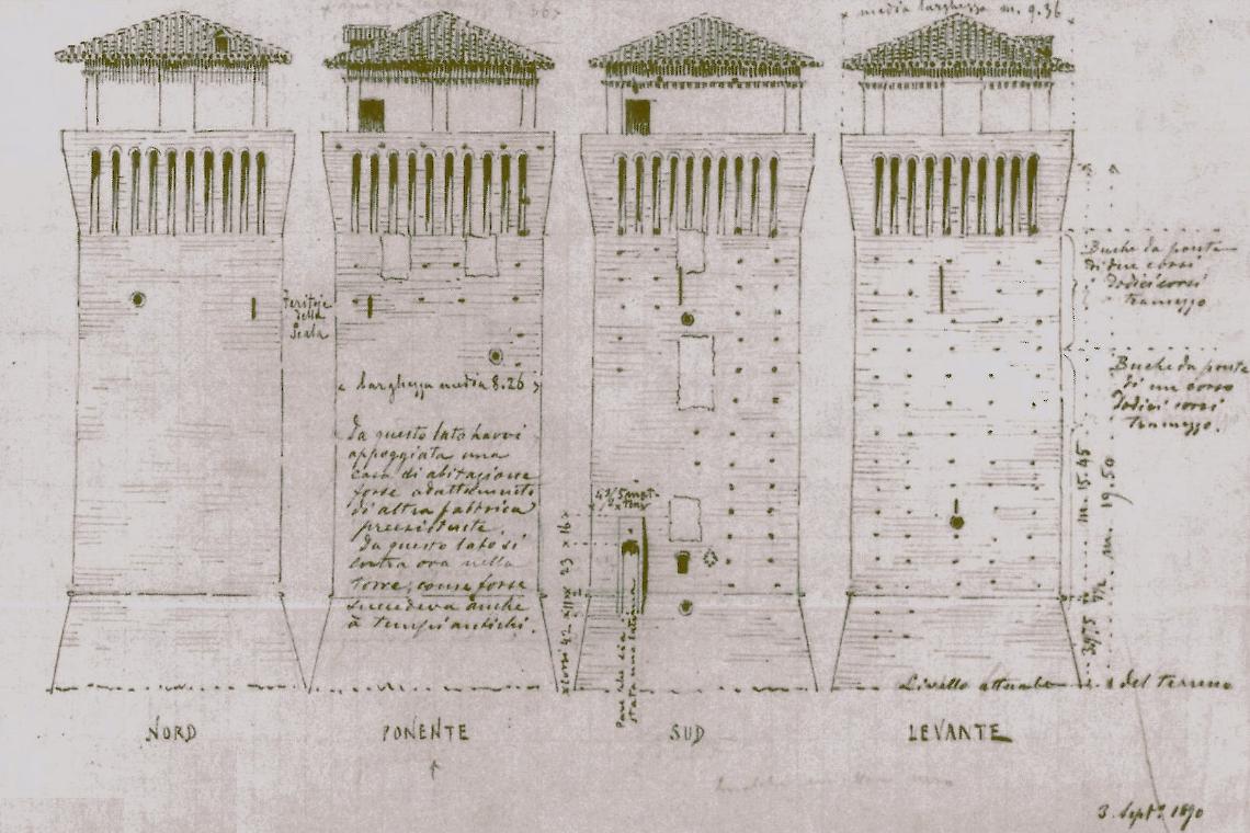 La torre di Settimo Torinese, sopralluogo di D'Andrade del 3 settembre 1890