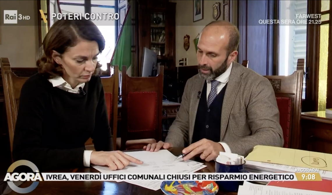 Matteo Chiantore con la giornalista di Agorà
