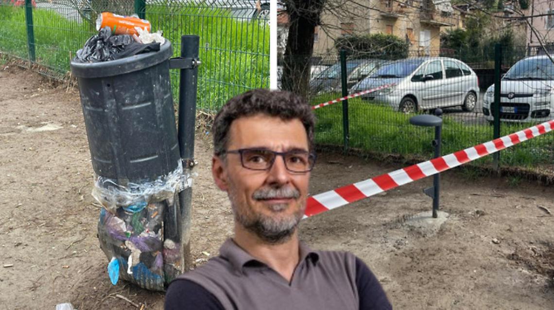 Rimosso il cestino pericoloso. Il Comune sostituirà i vecchi bidoni fonte di degrado