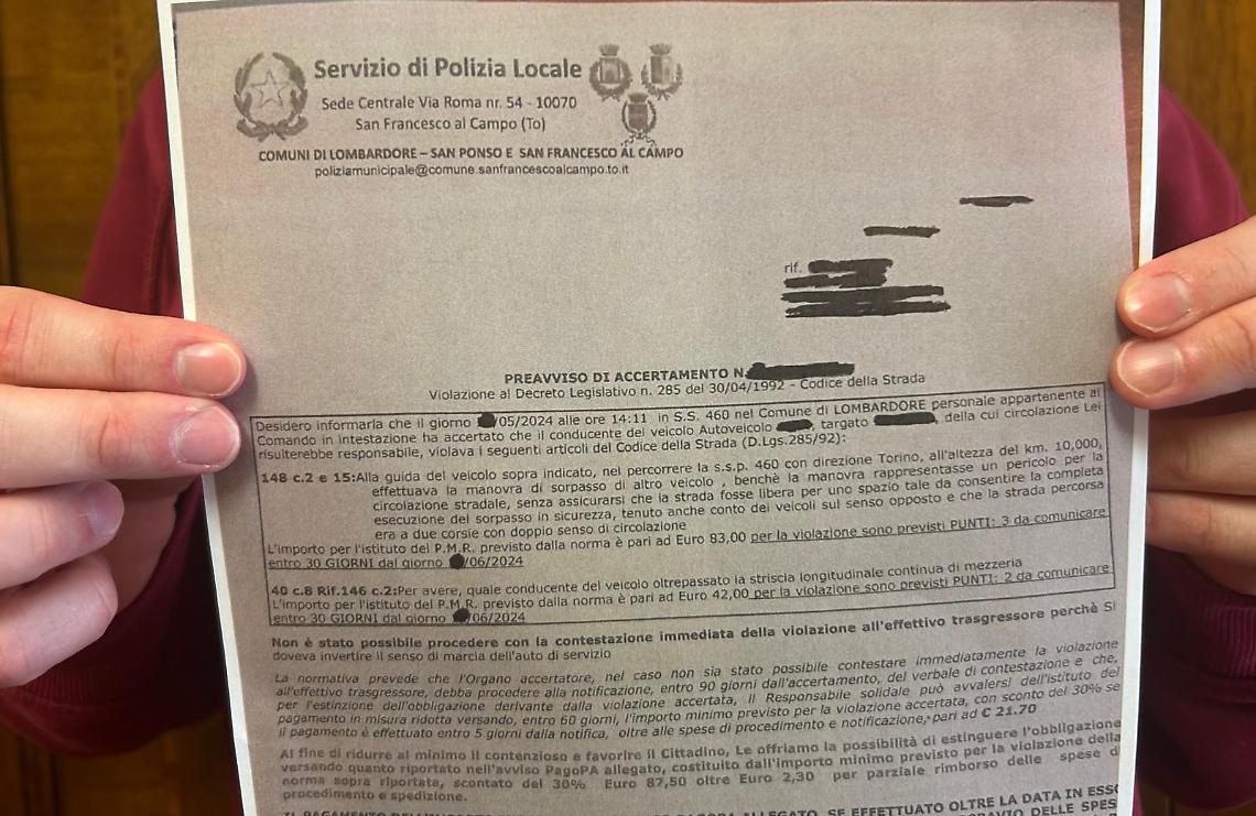 Scandalo multe in Canavese, parla un automobilista: "Non mi hanno voluto dare spiegazioni"