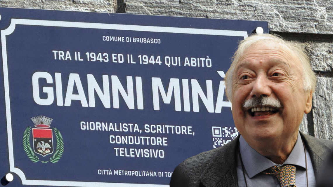 La targa dedicata a Gianni Minà in via Marconi 33 a Brusasco
