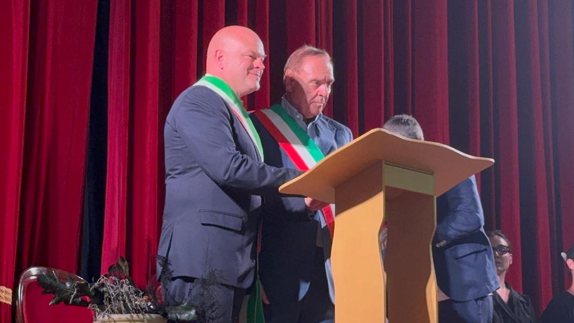 Il sindaco di Levone Max Gagnor con il sindaco di Benevento, Clemente Mastella
