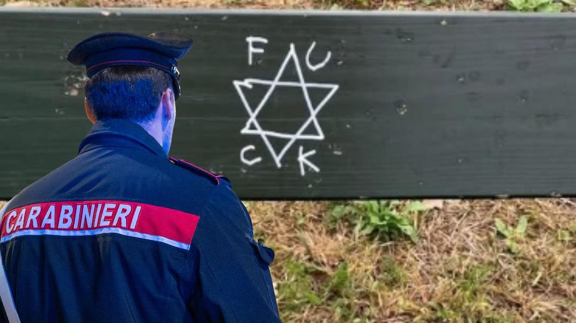 Panchine del Valentino imbrattate con stelle di David e insulti: scatta la segnalazione ai carabinieri
