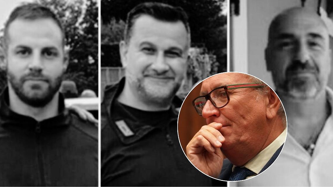 Le tre vittime di Castel D'Azzano e il sindaco di Chivasso Claudio Castello
