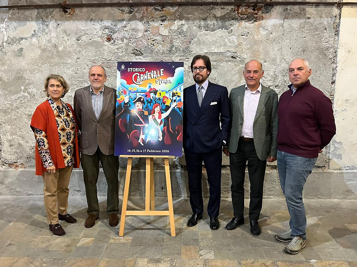 Ivrea, l’abbraccio che unisce storia e popolo: svelato il manifesto del Carnevale 2026