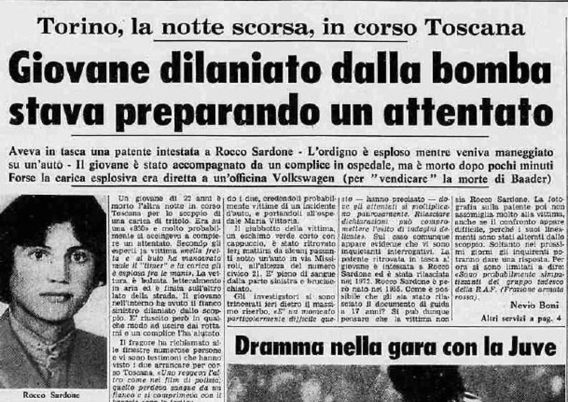 Rocco Sardone. Una fine da anni di piombo.