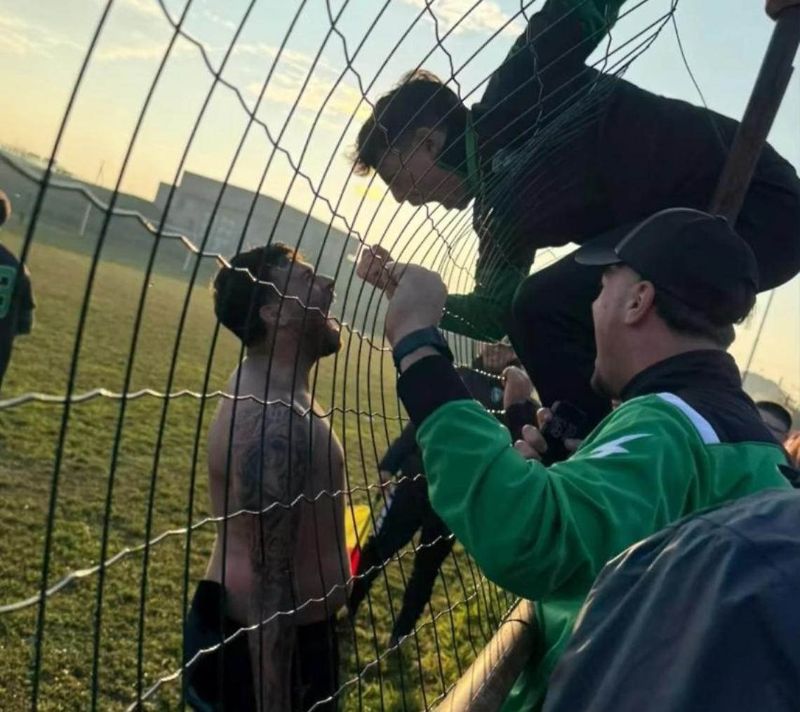 L'esultanza dei brandizzesi dopo il gol del successo