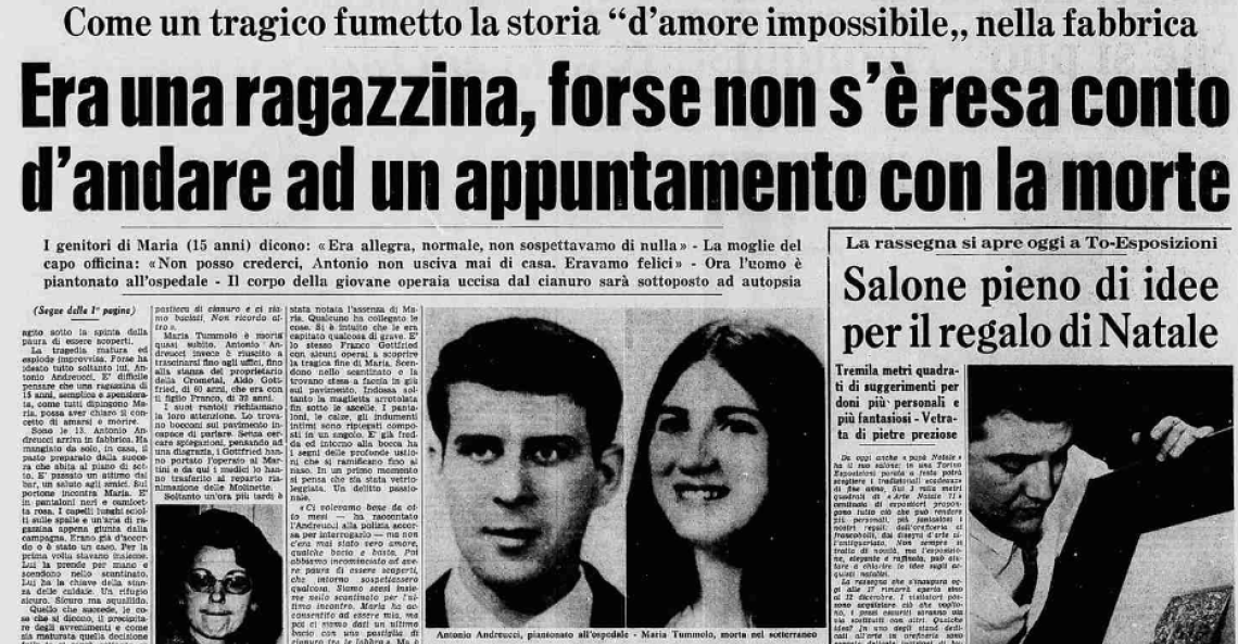 Duplice suicidio riuscito a metà: l’amore proibito di Antonio e Maria Donata finito nel cianuro