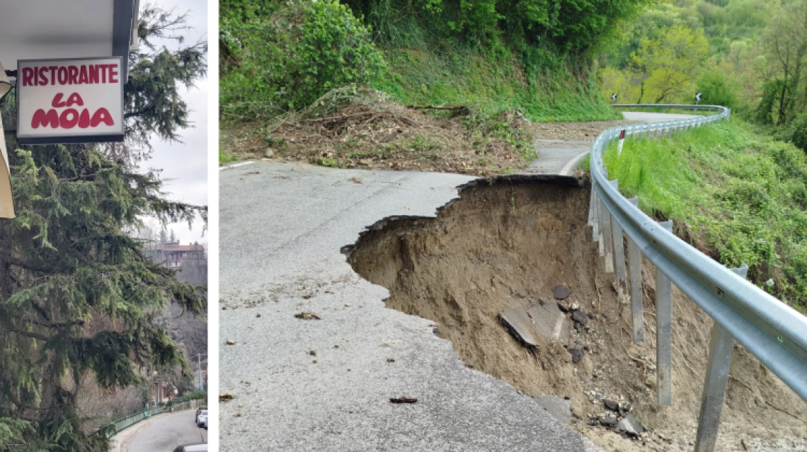 La frana e il ristorante "La Moia" 