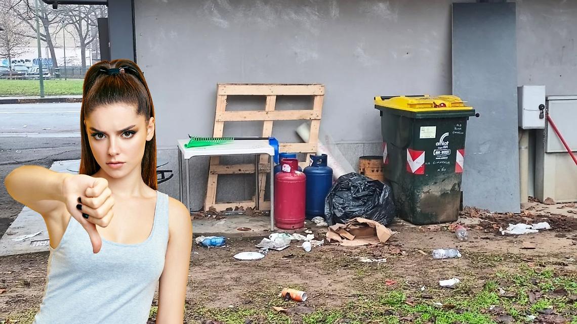 Bombole di gas e rifiuti nel giardino Savio a Torino: ancora degrado in corso Regio Parco