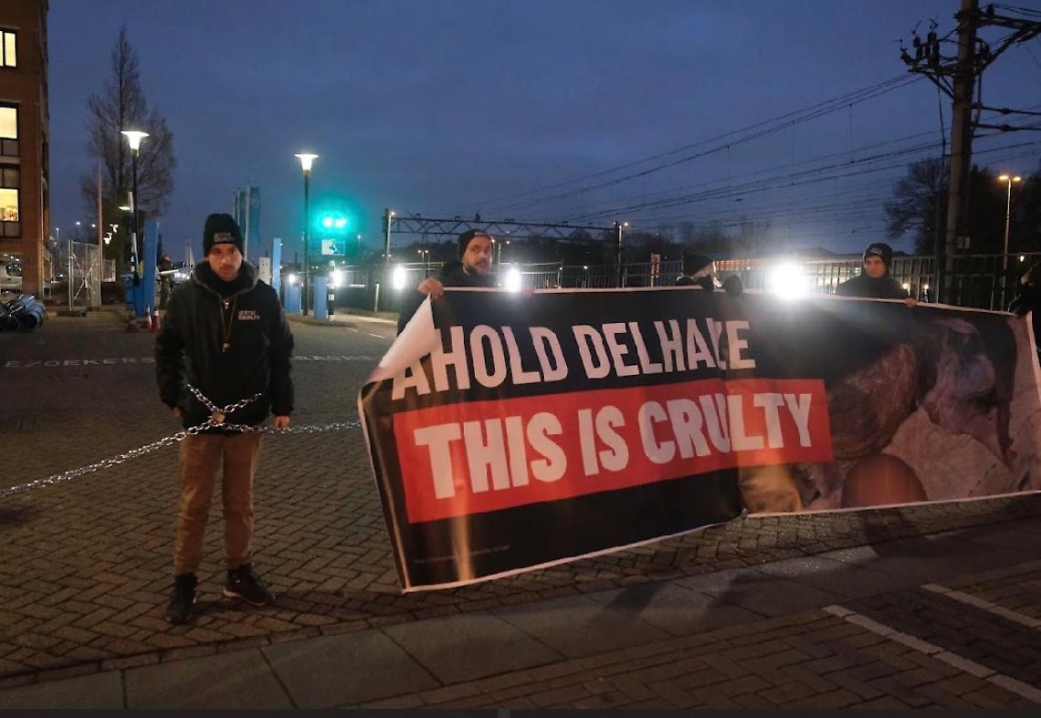 Incatenati davanti alla sede di Ahold Delhaize