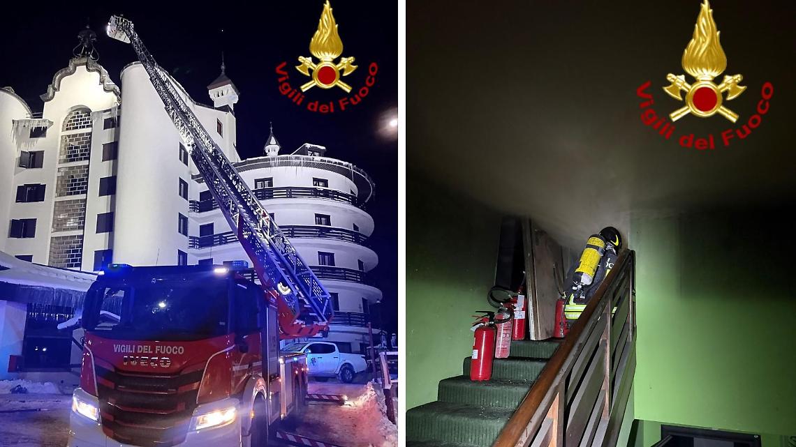 Incendio a Sestriere: hotel evacuato e dieci squadre dei vigili del fuoco in azione nella notte