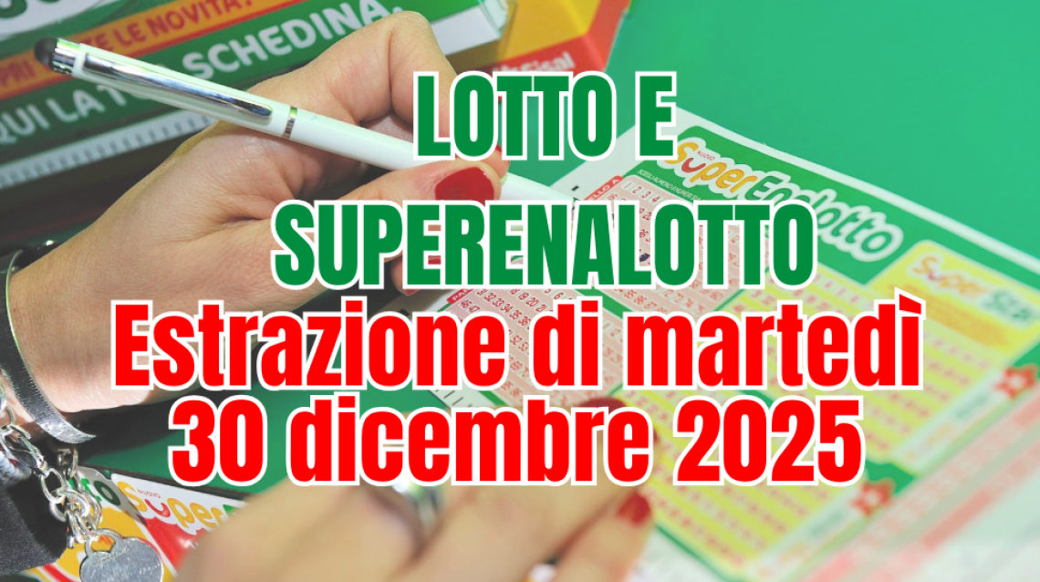 Estrazioni di marted&igrave; 30 dicembre 2025, il SuperEnalotto resta senza sestina e il jackpot continua a salire